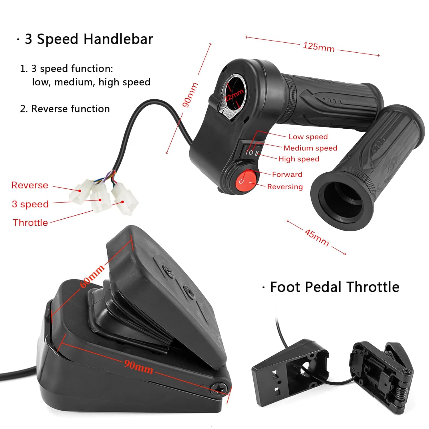 2026 72 V 3000 W bürstenloser Motorsatz mit 24 Mosfet 50 A-Controller und Gashebel für Elektroroller, E-Bike-Motor, Motorrad-DIY-Teileumbausatz (6 Teile in 1 und Motor mit Fuß)