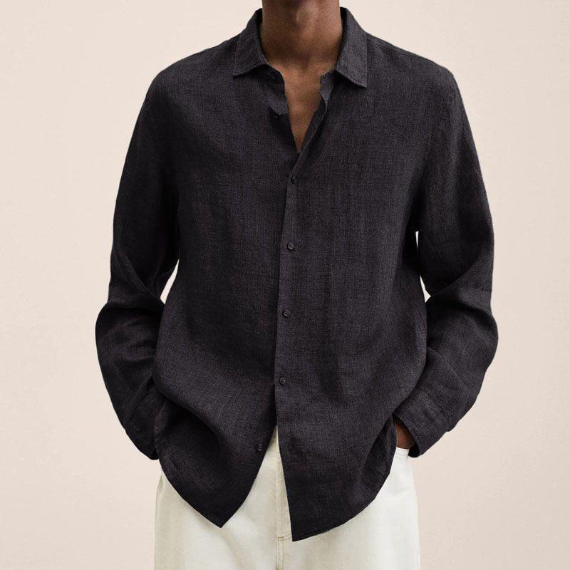 Men's Long Sleeve Lapel Loose Button Cardigan Casual Shirt - LAKD London