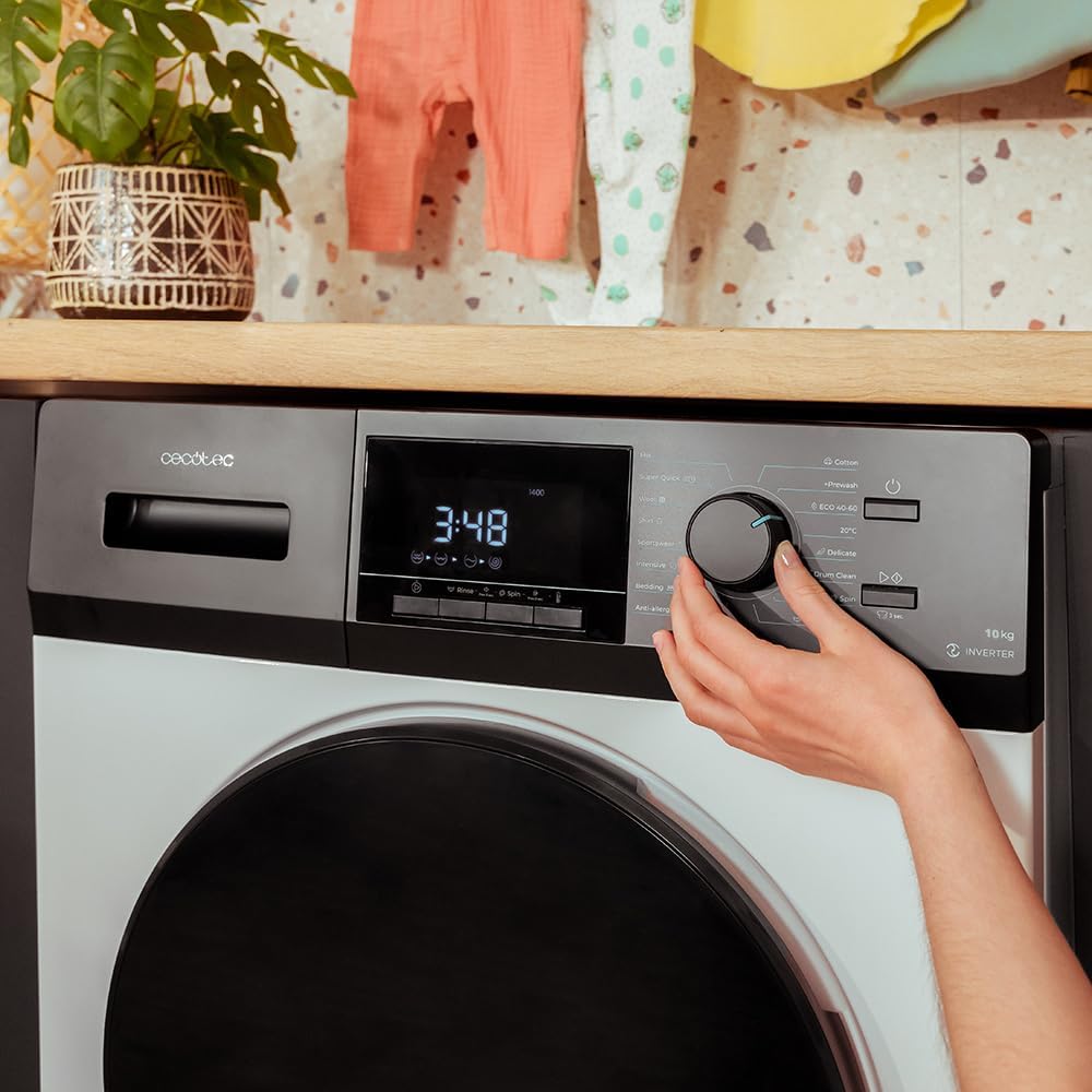 2026 Cecotec Lave-Linge 9Kg Chargement Frontal Bolero Dresscode 9410 Inverter A. 1900W, 1400 tr/min Réglable, 16 Programmes, Faible Consommation d'Énergie, Vapeur, Stérilisation du Linge