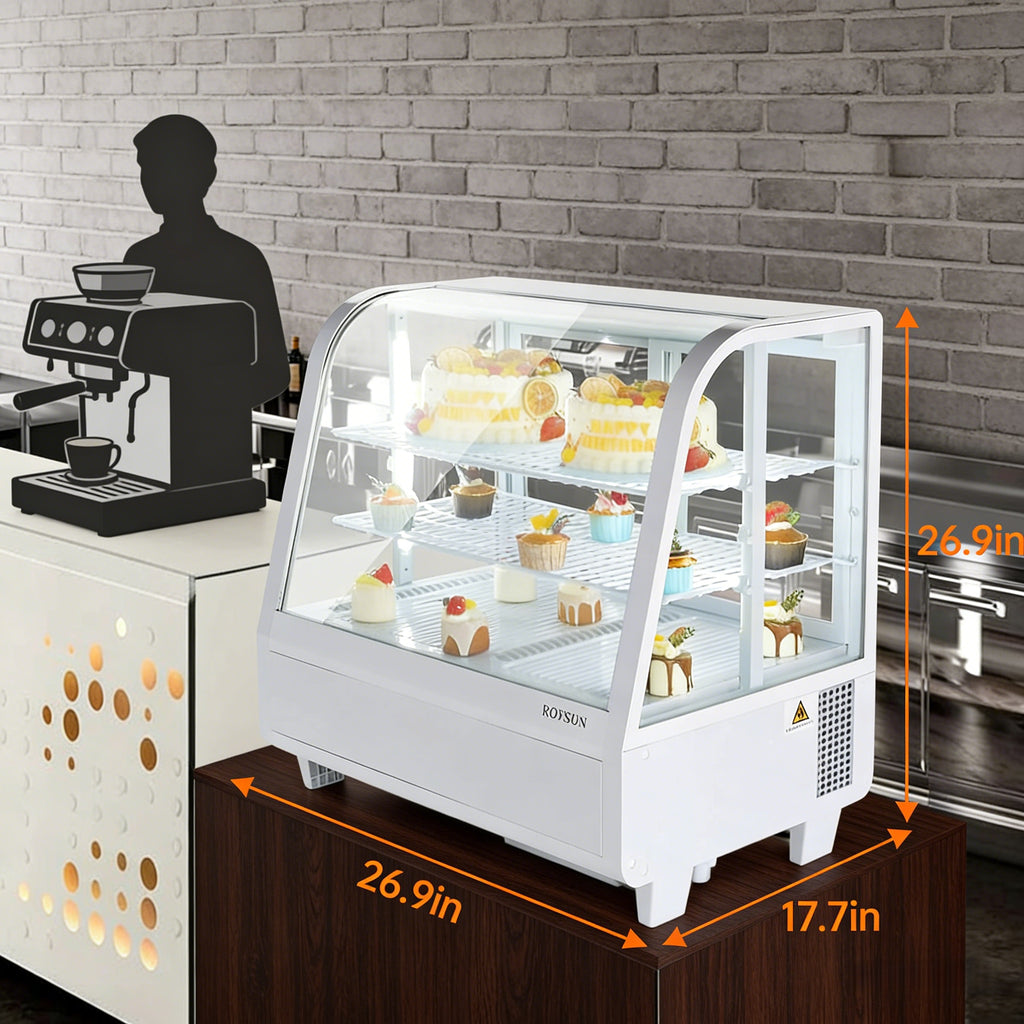 2026 27" 3.5 Cu.Ft. 170W 110V White Refrigerated Bakery Display Case