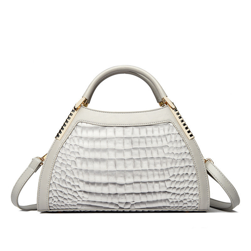 Sac à main grande capacité rétro brillant effet crocodile motif pour femme
