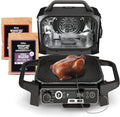 2026 Ninja Woodfire Pro Gril et fumoir 7 en 1 avec thermomètre, friteuse à air, barbecue, pâtisserie, grillades, grillades, barbecue électrique portable pour extérieur, gris