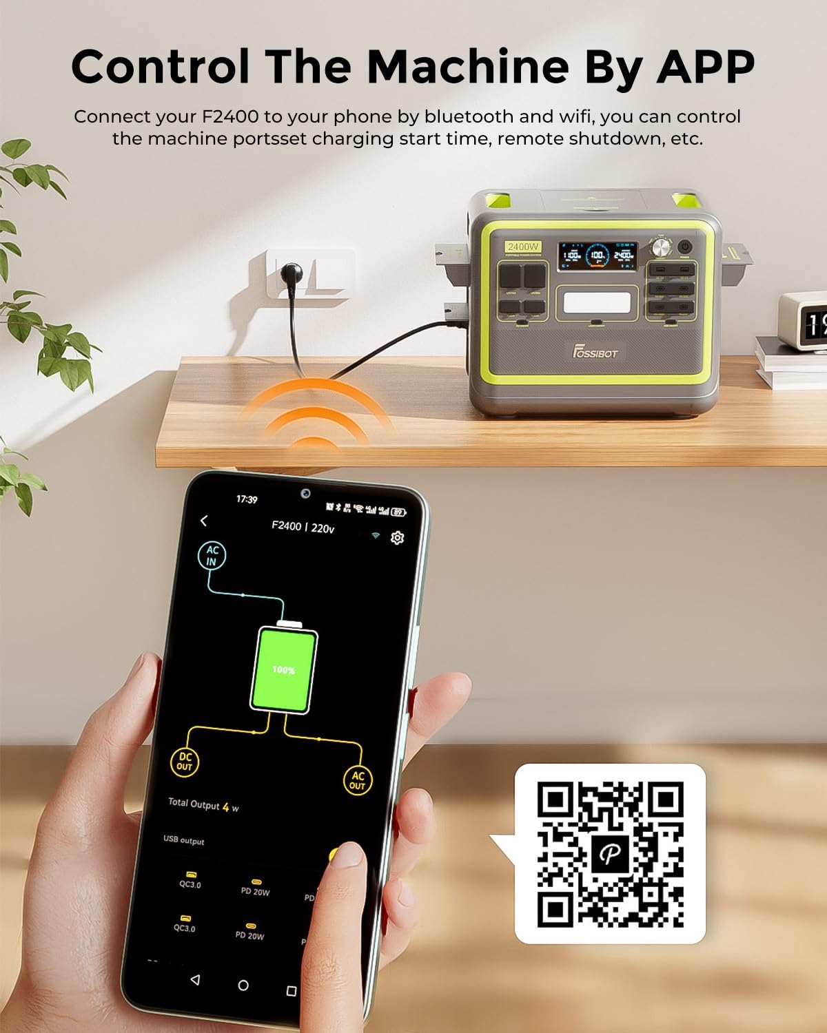 2026 F2400 Station électrique portable CA 2400W (4800W Pic),Station Silencieux Solaire 2048Wh LiFePO4,Groupe Générateur Électrique Onduleur Alimentation de Secours à Domicile Camping