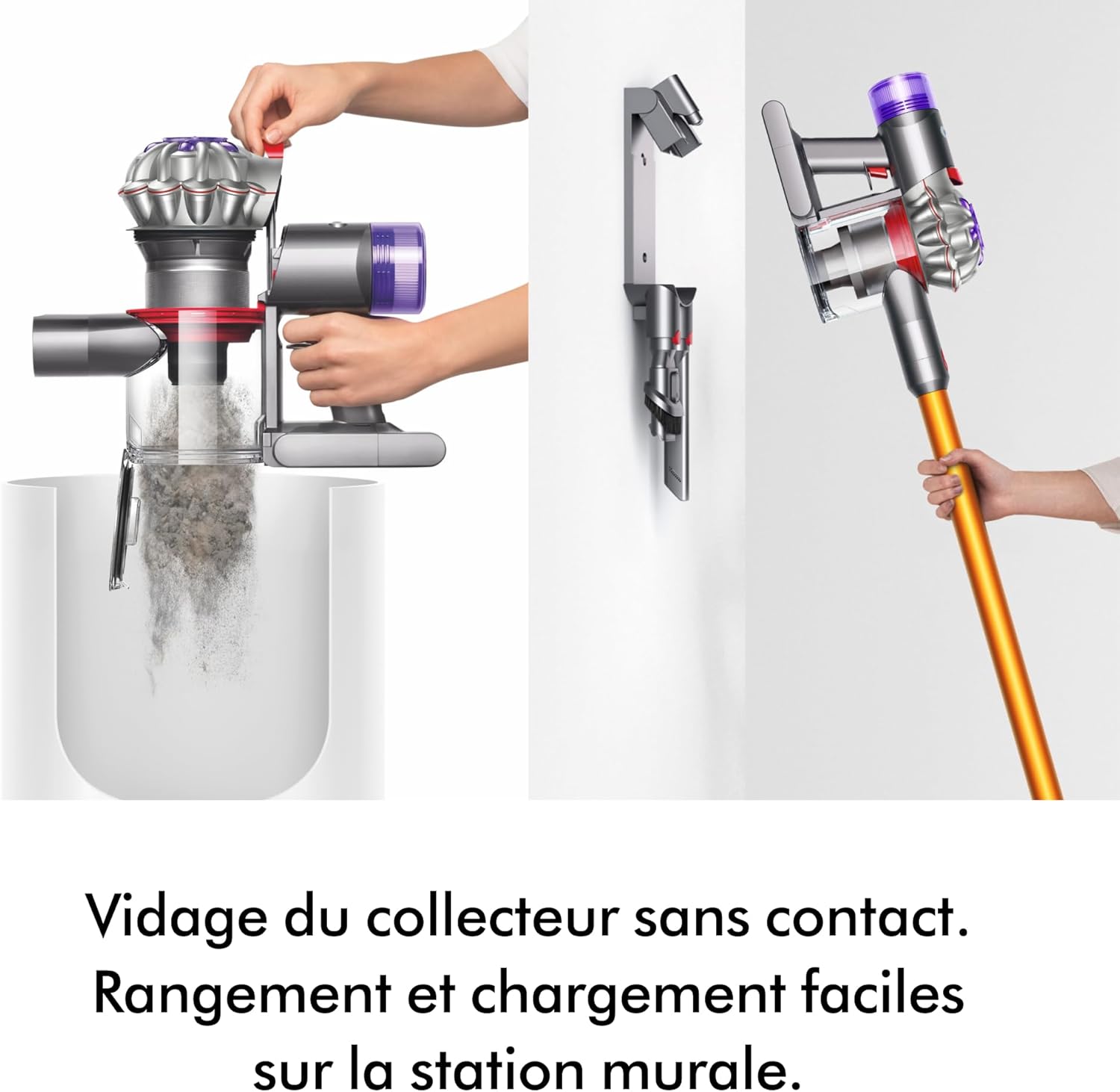 2026 2025 Dyson V8 Advanced™ Aspirateur Balai sans Fil – 130 AW, 40 Min d’autonomie, Brosse Motorbar Auto-démêlante, Accessoires combinés, Station Murale, Argent/Nickel