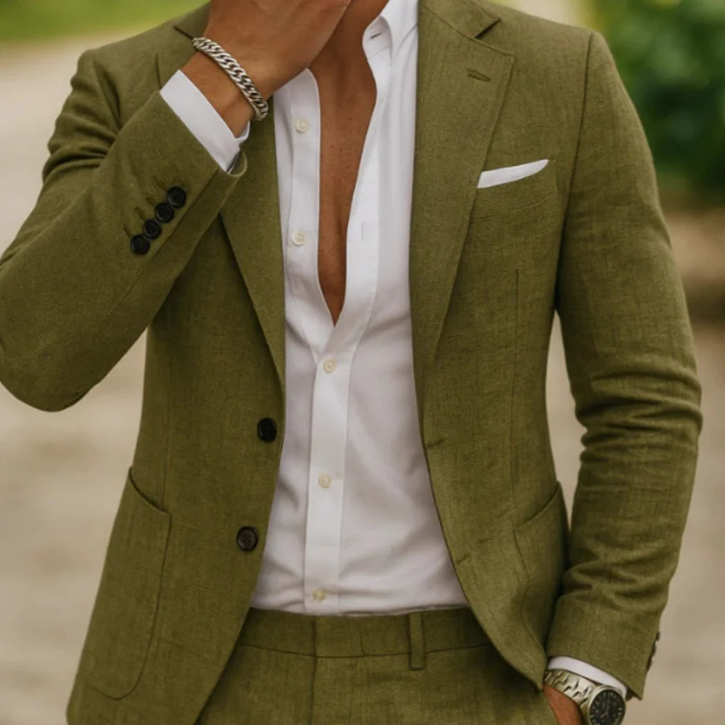 2026 Men's Casual Slim Fit Two Piece Blazer Trouser Business Suit