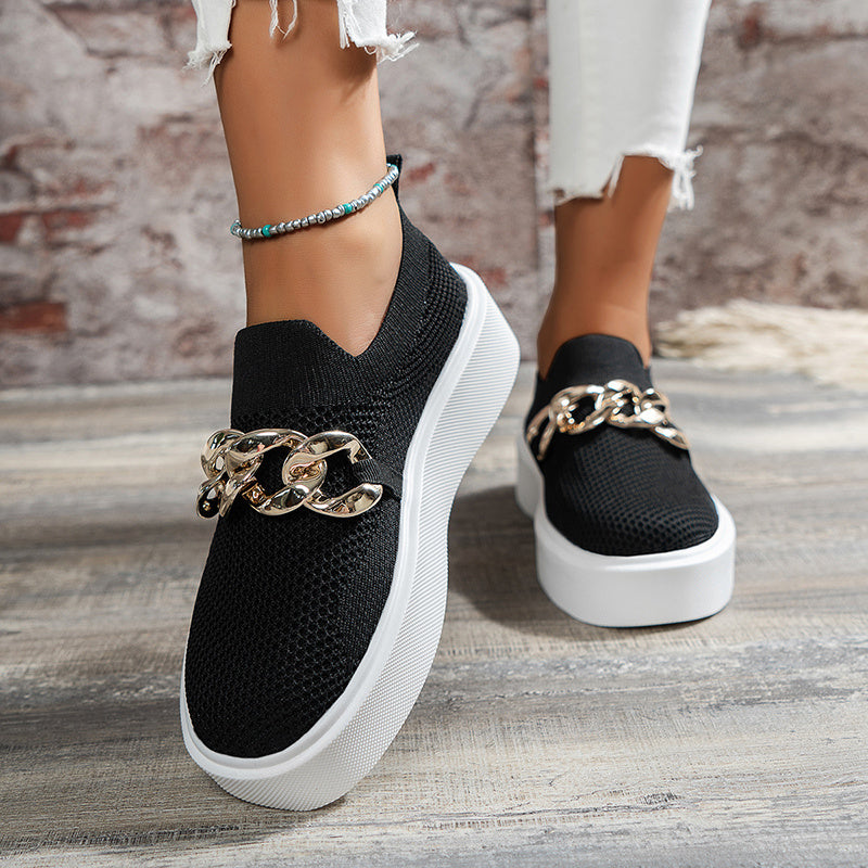 Ballerines respirant en maille chaîne confortable décontracté walking pour femme