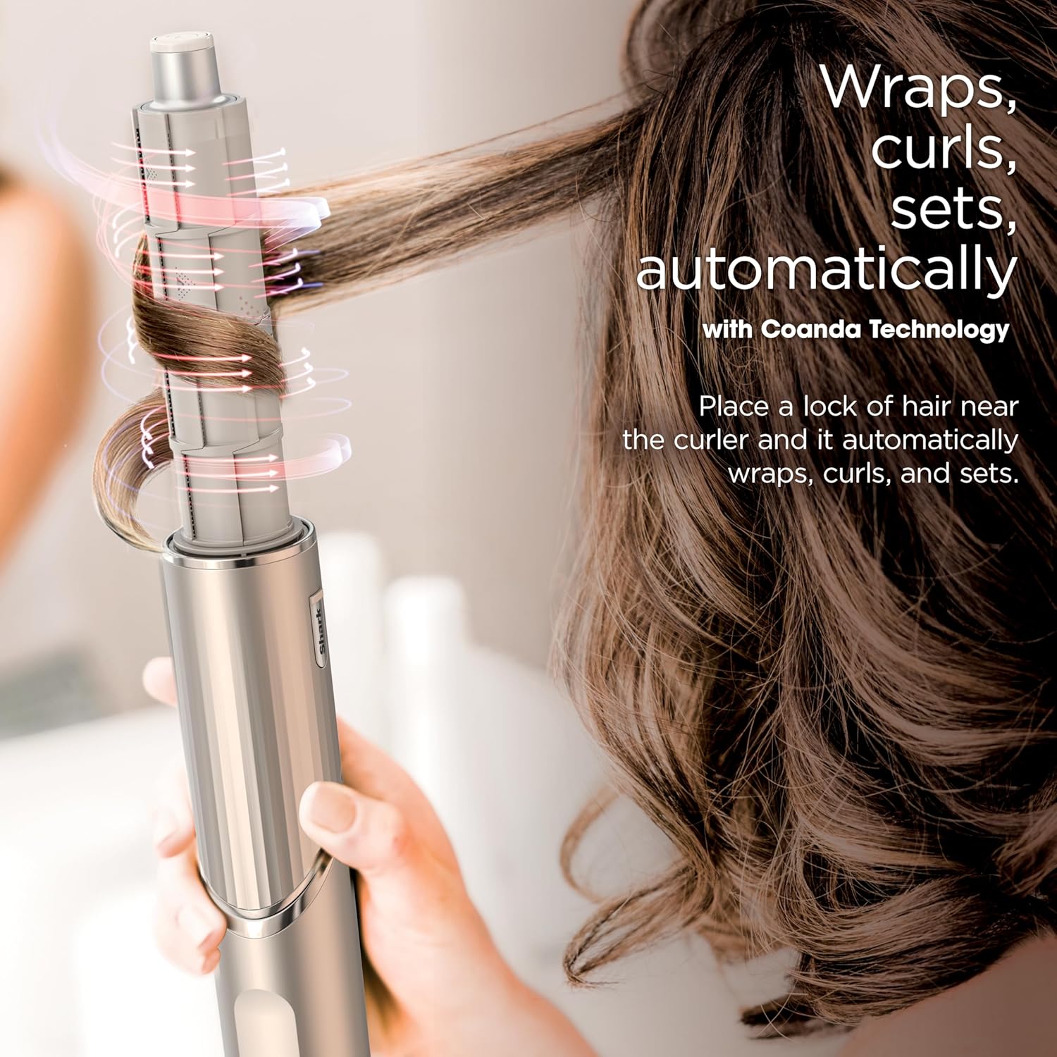 2026 2025 Système de coiffage et de séchage Shark HD430 FlexStyle, sèche-cheveux brosse puissant et multi-styler avec boucleurs Auto-Wrap, brosse plate, brosse ovale et embout concentrateur, coloris Stone
