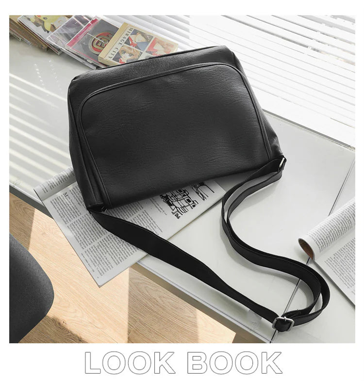 2026 Men's British Style Simple Vintage PU Leather Messenger Bag