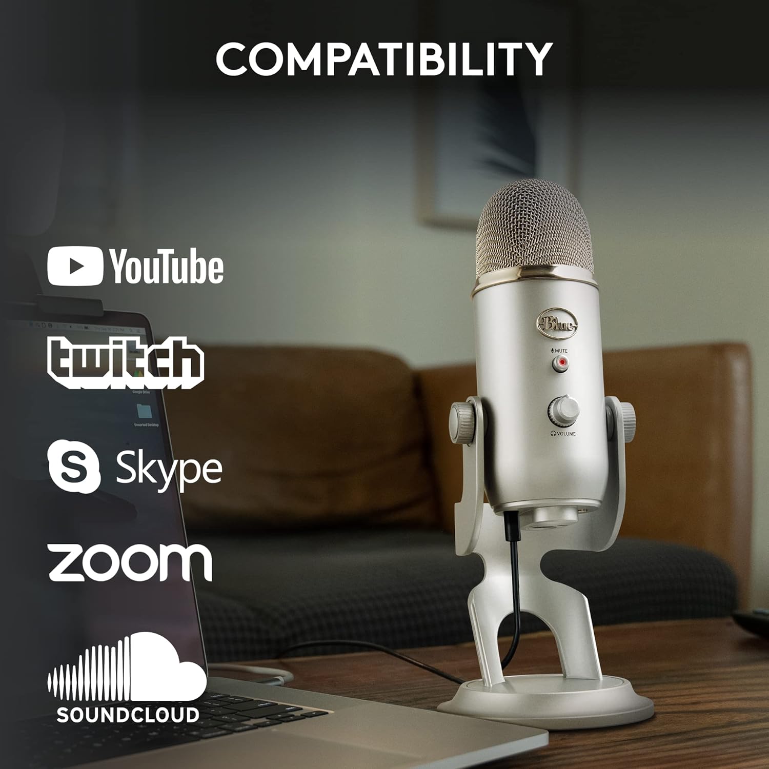 2026 2025 Logitech for Creators Microphone USB Blue Yeti (Noir)