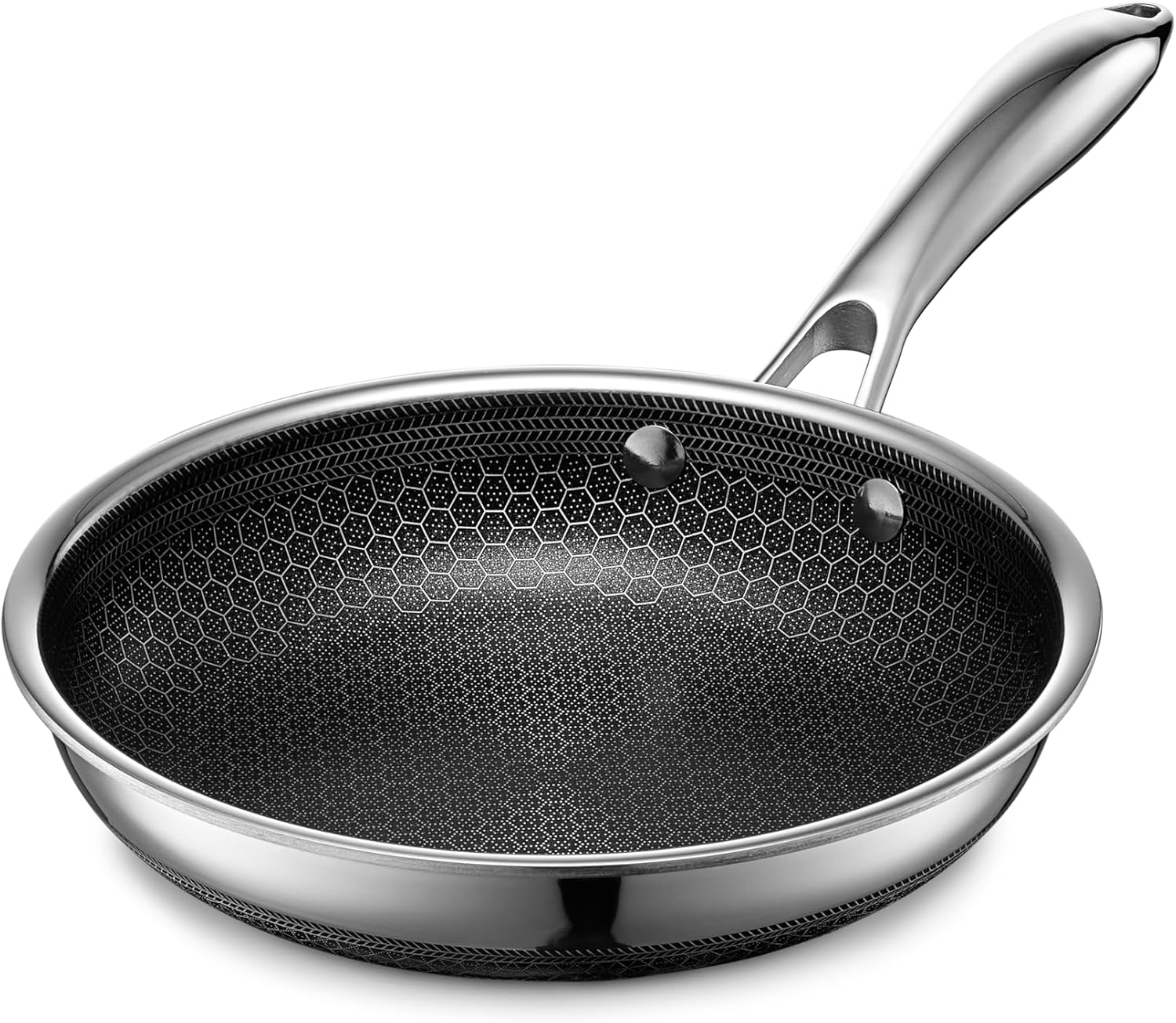2026 2025 Poêle HexClad Hybrid Antiadhésive 8 Pouces, Poignée Reste-Froide, Compatible Lave-Vaisselle, Résistante au Four jusqu’à 482°C, Compatible Induction et Tous Types de Plaques de Cuisson