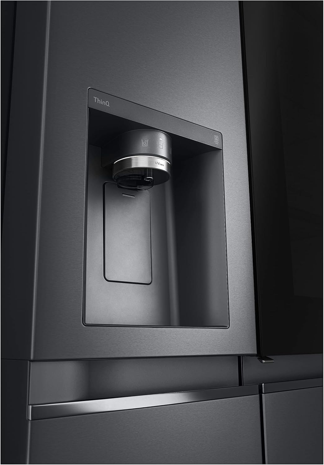 2026 LG GSXV91MCAF Réfrigérateur combiné - Side by Side, 635L, InstaView, Total No-Frost, Compartiment congélation, Distributeur d'eau et glace UVnano, Compresseur Inverter Linear, Wi-Fi, Noir, Classe F