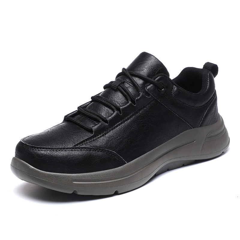 Baskets tige basse en cuir bout rond style britannique décontracté pour homme