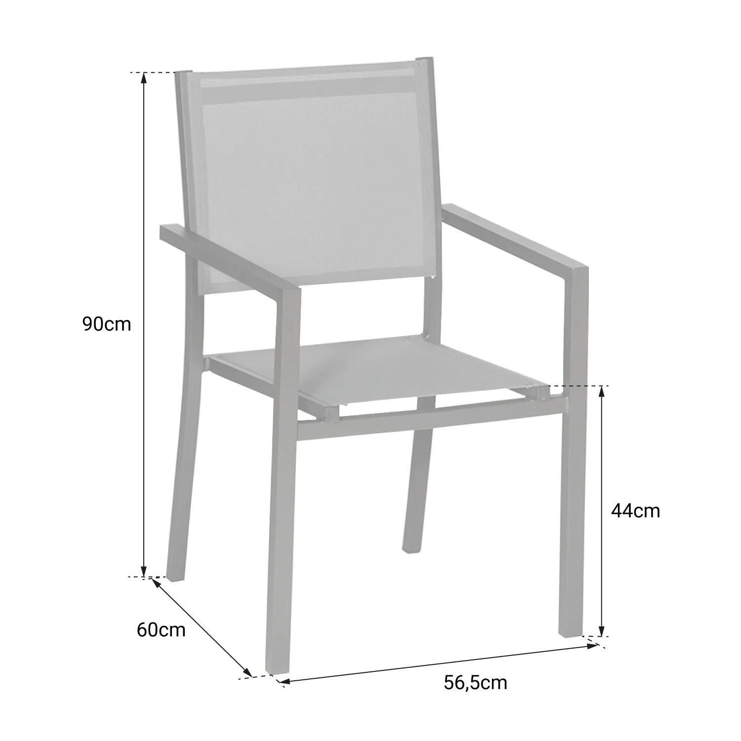 2026 Lot de 8 chaises en aluminium anthracite - textilène gris Happy Garden