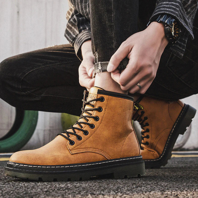 2026 Men's Biker Martin Style Lace Up Combat Ankle Boots Casual