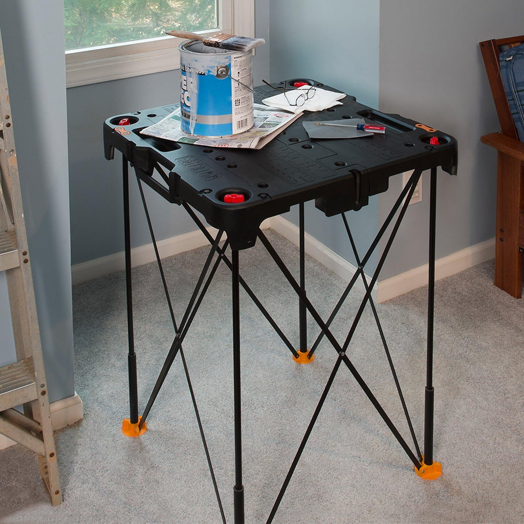 2026 2025 Table de Travail et Chevalet Pliant 2-en-1 Worx Pegasus, Banc de Travail Portable Facile à Installer, 31" L x 25" P x 32" H, Léger avec Haute Capacité de Charge, WX051 - Inclut 2 Serres et 4 Brides