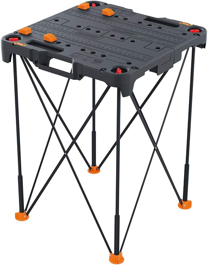 2026 2025 Table de Travail et Chevalet Pliant 2-en-1 Worx Pegasus, Banc de Travail Portable Facile à Installer, 31" L x 25" P x 32" H, Léger avec Haute Capacité de Charge, WX051 - Inclut 2 Serres et 4 Brides