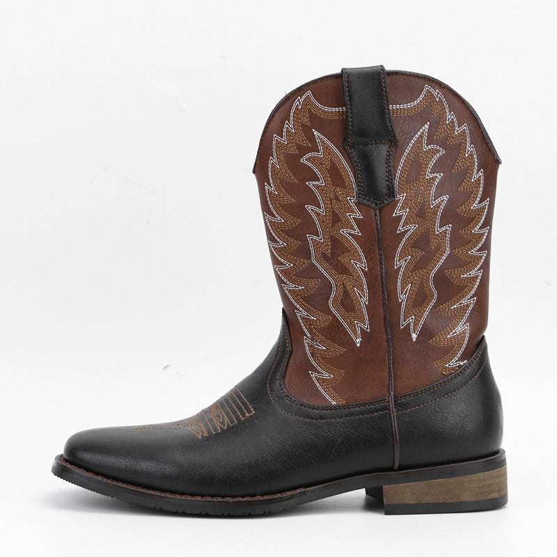 Men's Western Denim Cowboy Boots Square Toe Motorcycle Shoes - LAKD London