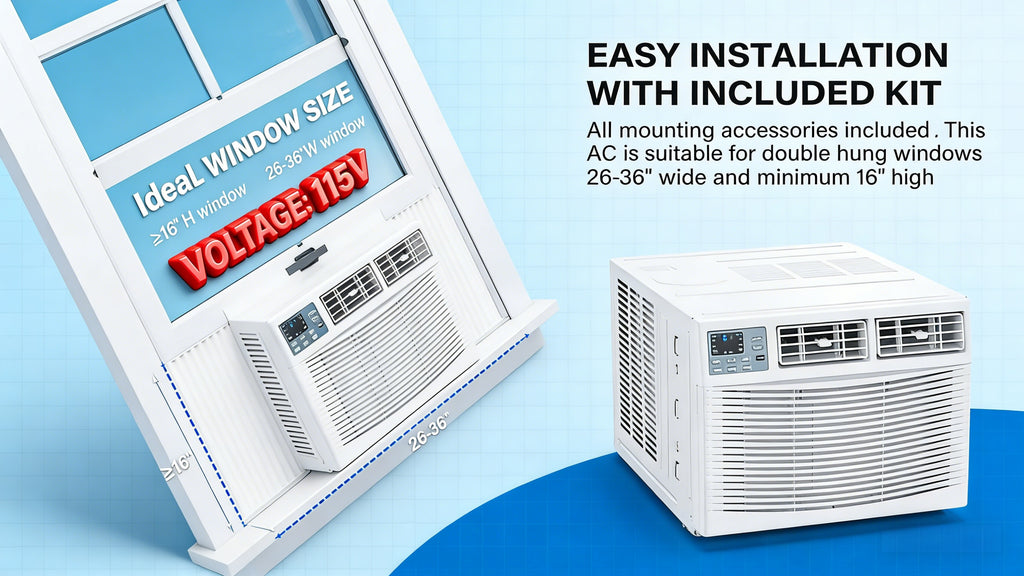 2026 8,000 BTU 115V Window Air Conditioner with Heat & Wifi/APP & Install Kit