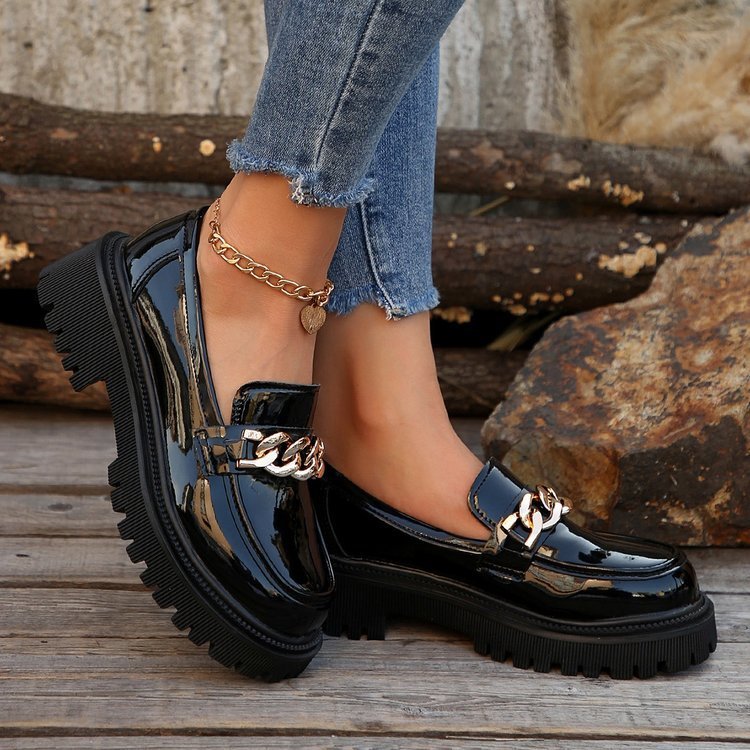 Chaussures sans lacets bout rond plateforme épais semelle en caoutchouc pour femme