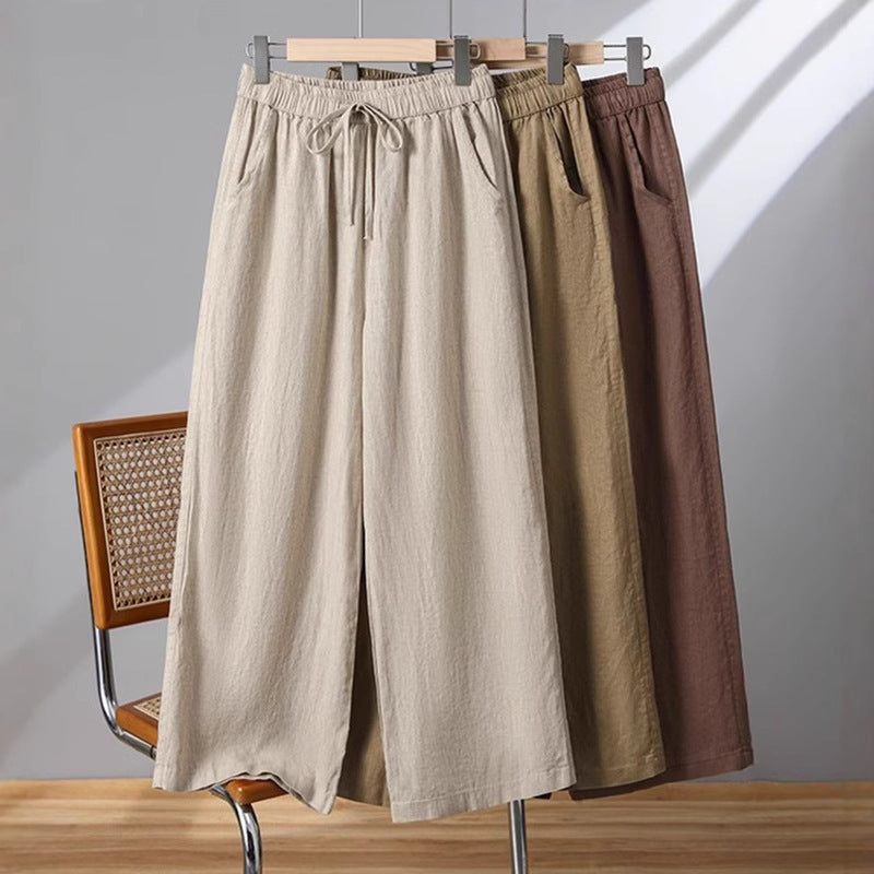 Pantalon léger à cordon droit décontracté confort pour femme