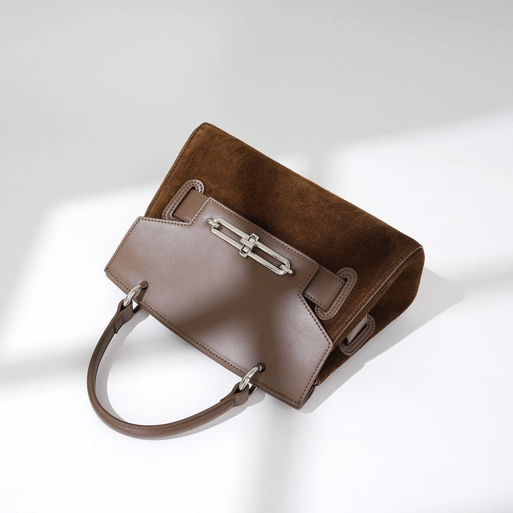 Sac à main luxe en cuir véritable à une épaule texturé format rabat pour femme