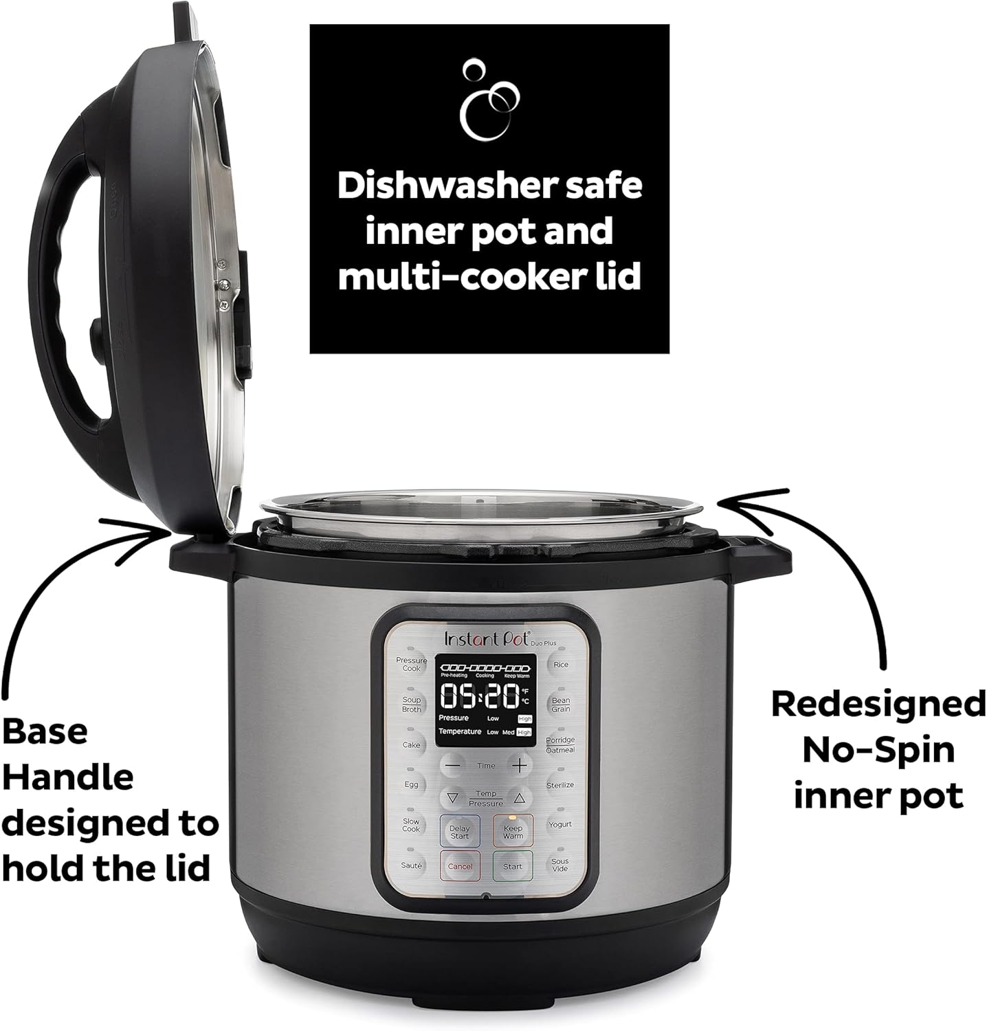 2026 2025 Instant Pot Duo Plus 9-en-1 Multicuiseur, Autocuiseur, Slow Cooker, Cuiseur de Riz, Vapeur, Sauté, Yaourtière, Maintien au Chaud et Stérilisateur, Application Incluse avec Plus de 800 Recettes, Acier Inoxydable, 6 Quarts