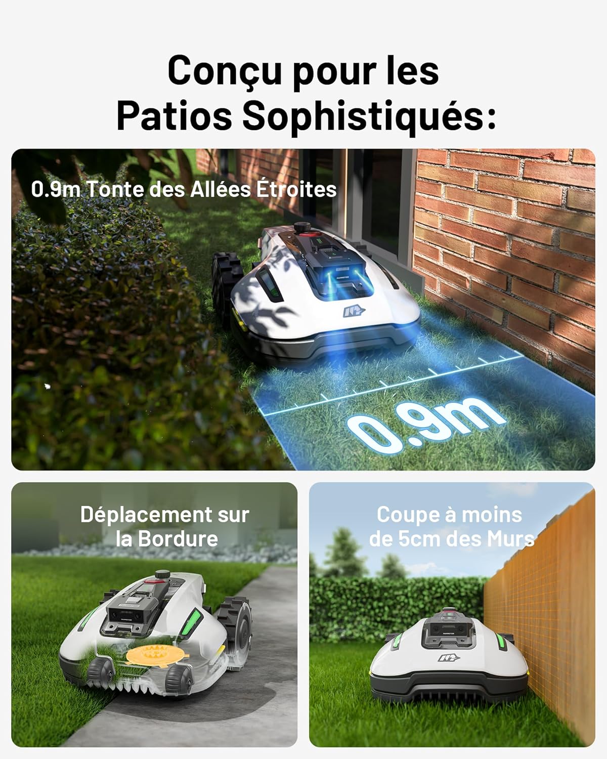 2026 MAMMOTION YUKA Mini 500 Robot Tondeuse sans Fil Périphérique, NetRTK+Vision, Aucune Antenne RTK Requise, Recommandé 500 m², Max. 700 m², Pente à 50%, Cartographie Automatique, avec Module 4G