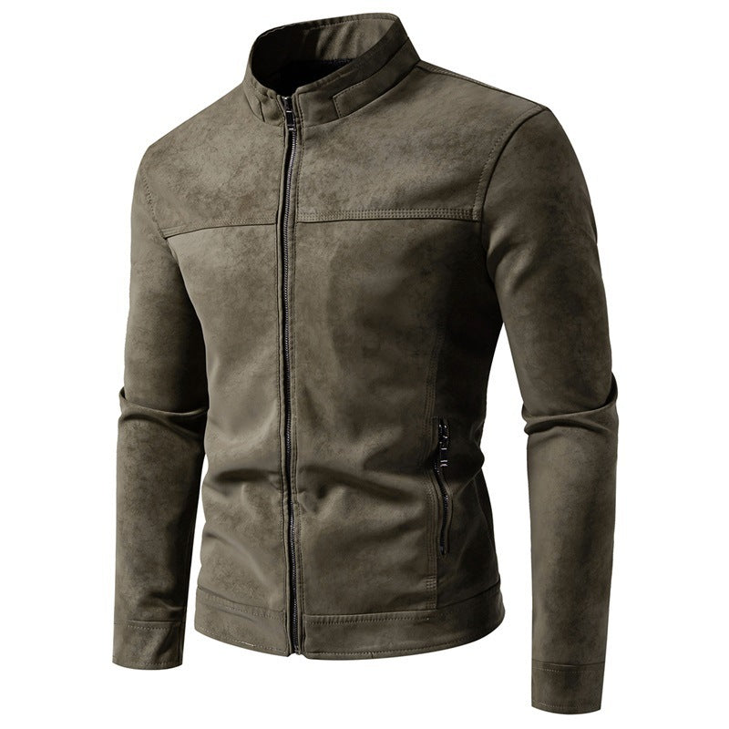 Veste rétro à nouer-dye en cuir doublure chaude hiver pour homme