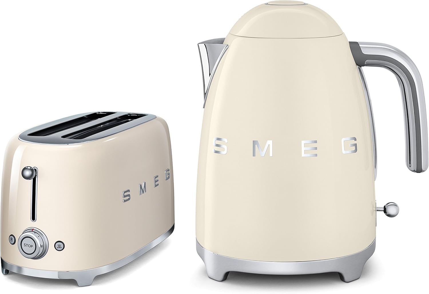 2026 Smeg TSF02CRUK KLF01CRUK Ensemble grille-pain et bouilloire style rétro années 50 Crème