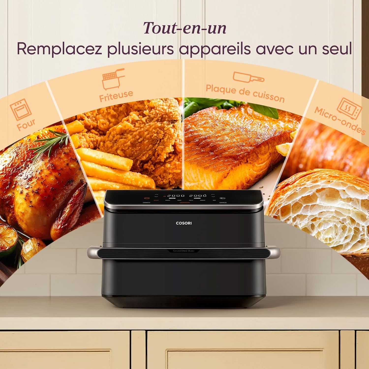 2026 COSORI Air Fryer 10L Twinfry,Dual Zone Avec S&eacute;parateur Amovible,Capacit&eacute; Flexible de 10L,Friteuse sans Huile 6-en-1,35℃-240℃,66% d'&Eacute;nergie en Moins,Livre de Recettes et Application