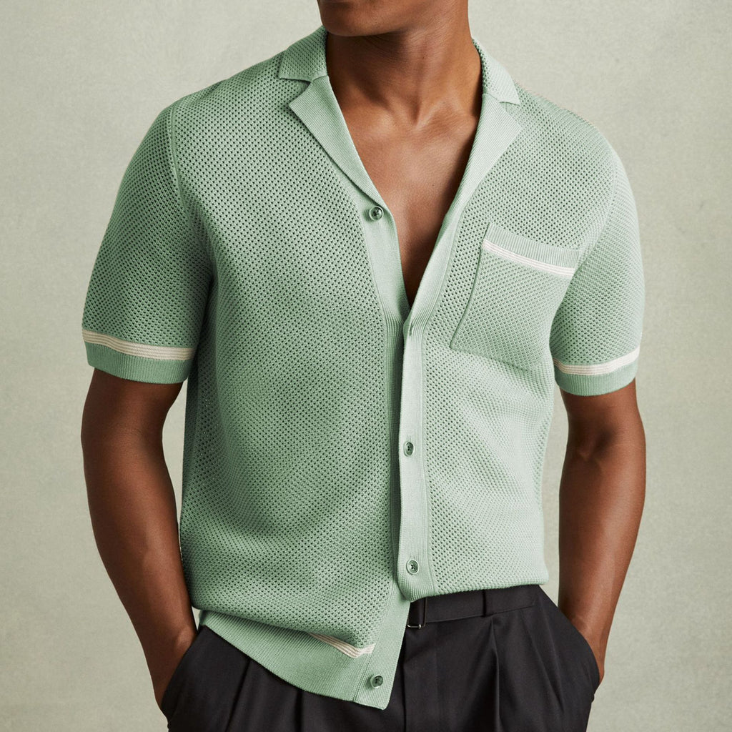 Polo été tricoté col cubain manches courtes décontracté pour homme