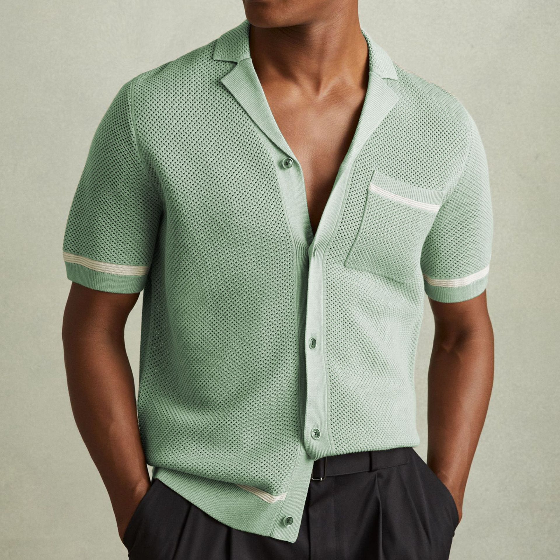 Polo été tricoté col cubain manches courtes décontracté pour homme