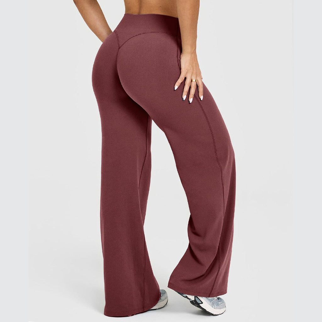 Pantalon couleur unie jambes droites extensible décontracté polyvalent pour femme