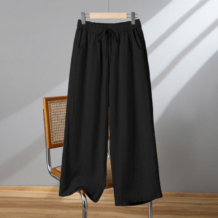 Pantalon léger à cordon droit décontracté confort pour femme