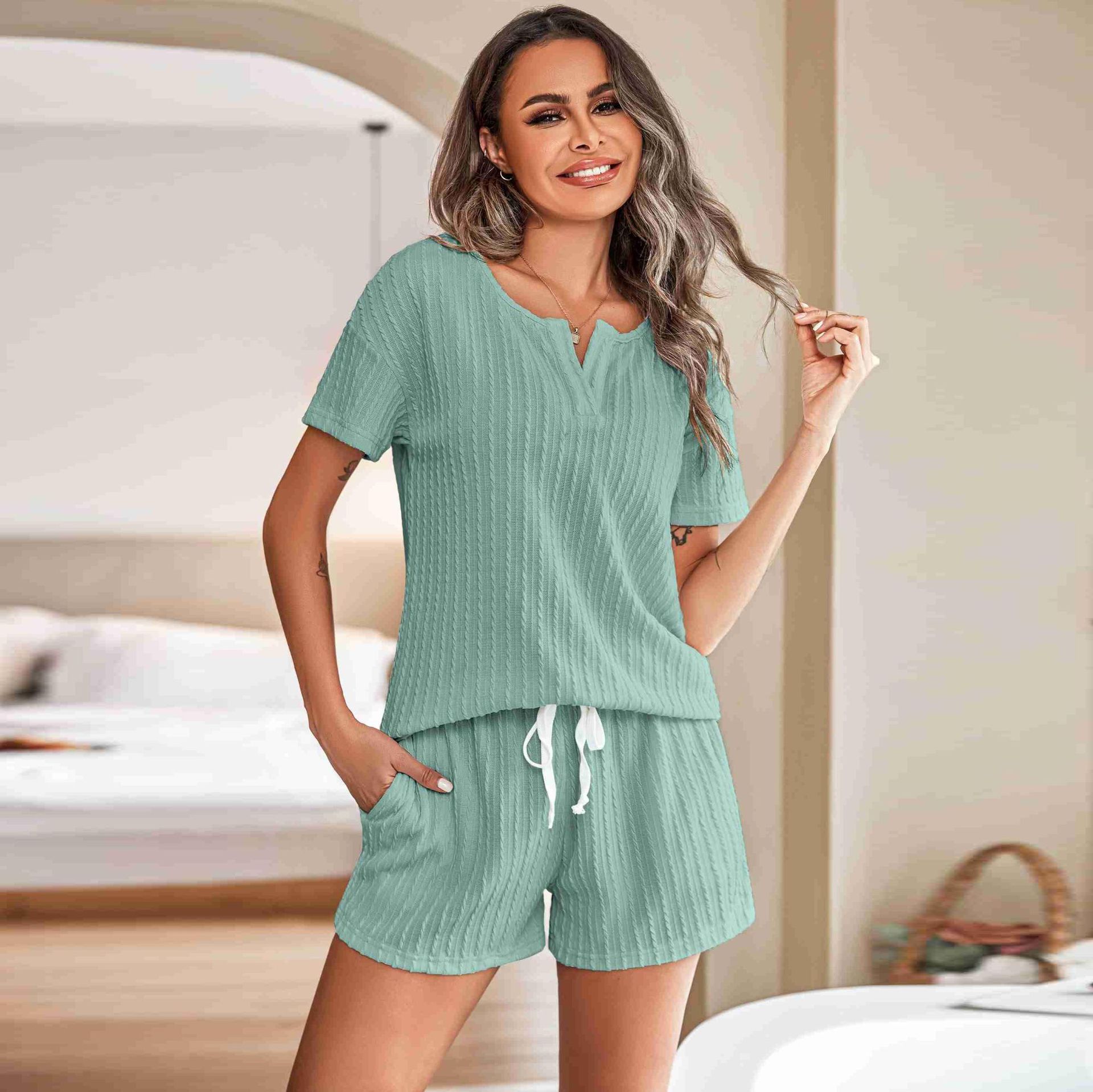 Ensemble homewear pyjama deux pièces détente confortable décontracté pour femme