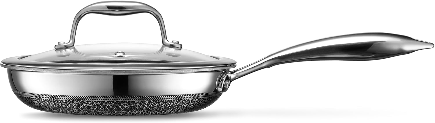 2026 2025 Poêle HexClad Hybrid Antiadhésive 8 Pouces, Poignée Reste-Froide, Compatible Lave-Vaisselle, Résistante au Four jusqu’à 482°C, Compatible Induction et Tous Types de Plaques de Cuisson