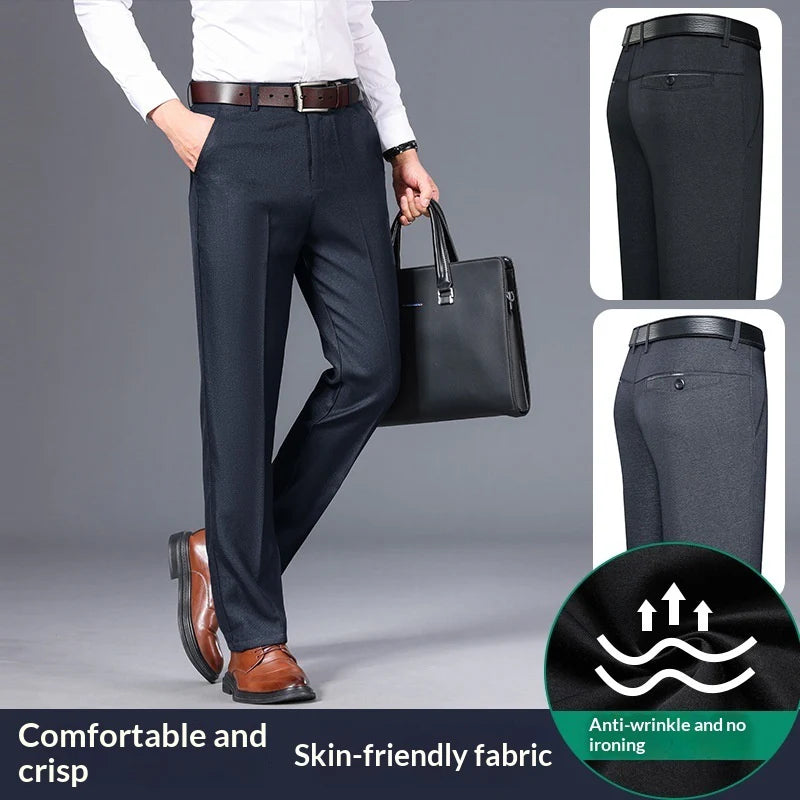2026 Men's Business Straight Cut Winter Dress Trousers Comfortable Casual Style
