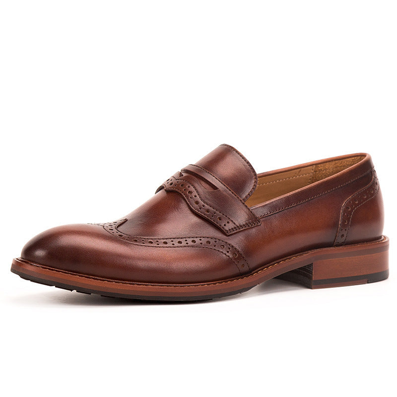 Men's Handmade Leather Loafers Business Casual Brogue Detail Shoes - LAKD London