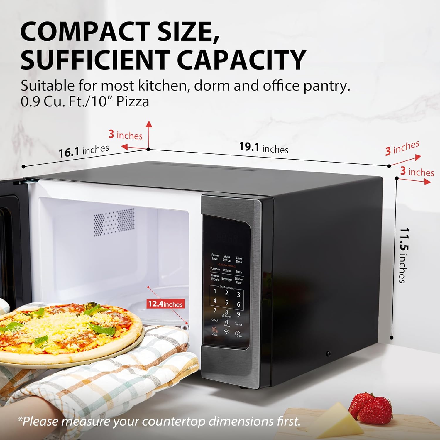 2026 TOSHIBA 4-in-1 ML-EC42P(SS) Mikrowellenherd für die Arbeitsplatte, Smart Sensor, Konvektion, Heißluftfritteuse-Kombination, Stummschaltfunktion, Positionsspeicher, 13,6" Drehteller, 1,5 Kubikfuß, 1000 W, silber