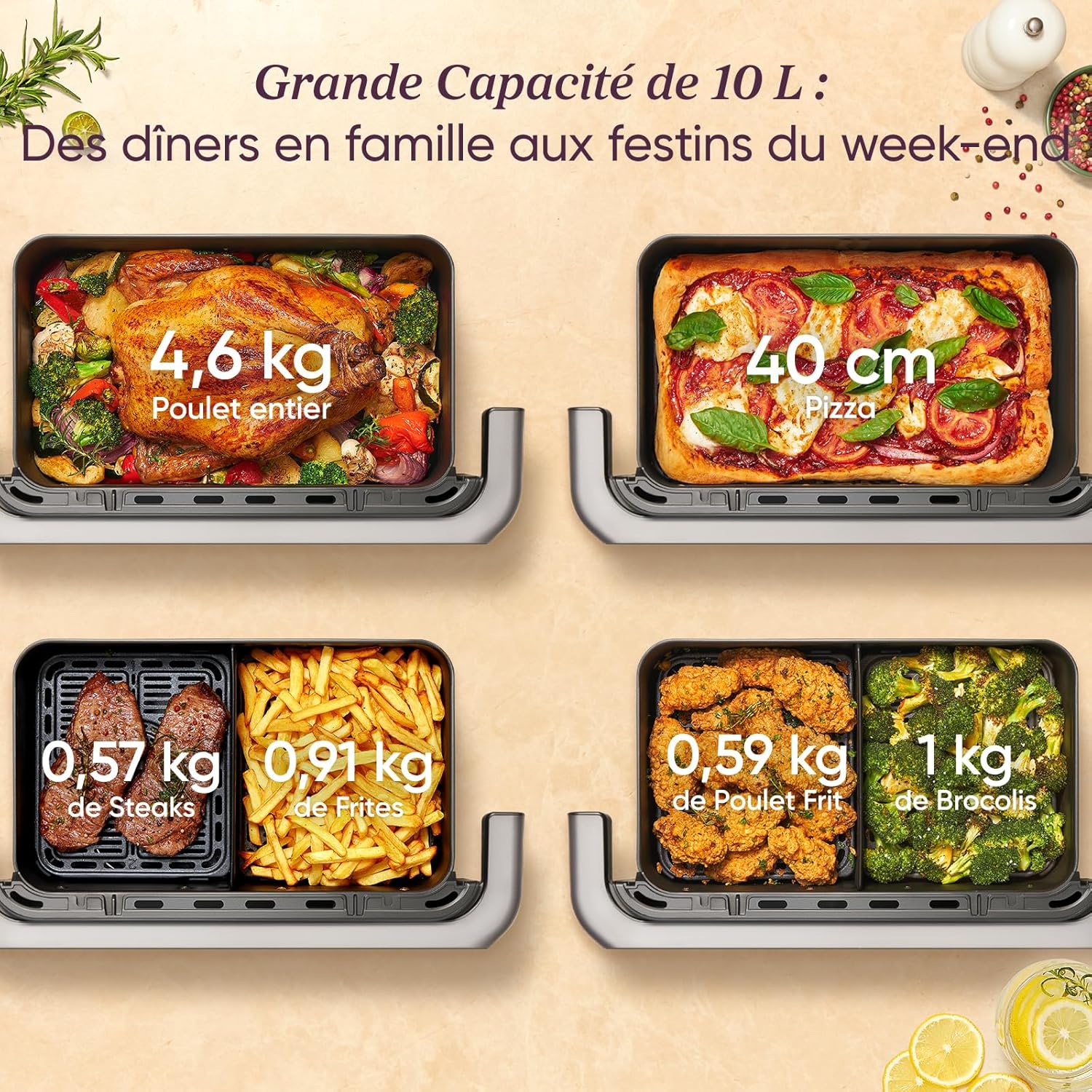 2026 COSORI Air Fryer 10L Twinfry,Dual Zone Avec S&eacute;parateur Amovible,Capacit&eacute; Flexible de 10L,Friteuse sans Huile 6-en-1,35℃-240℃,66% d'&Eacute;nergie en Moins,Livre de Recettes et Application