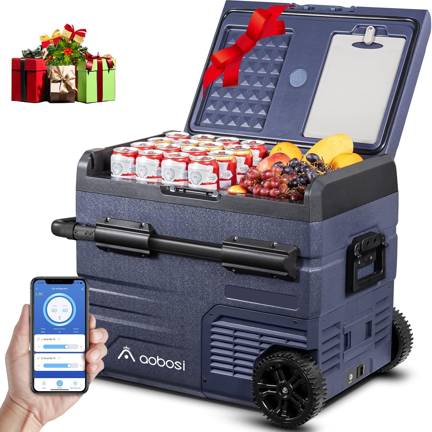 2026 115L Glaciere Electrique Double Zone,Glaciere a Compression WiFi APP,12 V/24 V et 100-240 V Frigo Camping,-20 ℃ à 20 ℃,pour Voiture,Camion,Bateau,Camping,Car,Caravanes,Voyageant,Maison