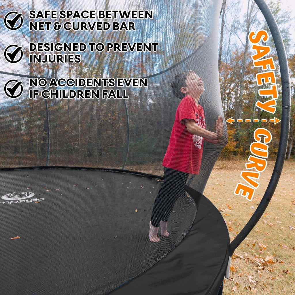 2026 Trampoline d’extérieur JUMPZYLLA avec filet de sécurité pour enfants – 8 FT