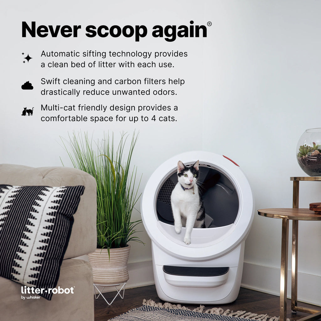 2026 2025 Whisker Litter-Robot 4 avec Marchepied – Bac à Litière Automatique Auto-nettoyant pour Chats, Noir, Technologie Avancée pour un Confort Optimal et Contrôle Intelligent des Déchets