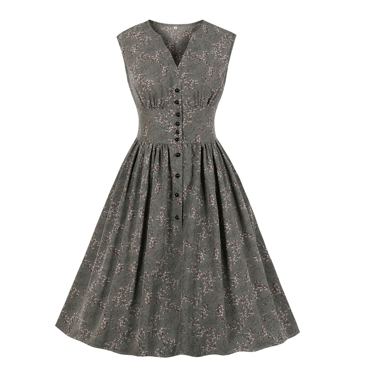 Robe long sans manches rétro fleuri maxi élégant été pour femme