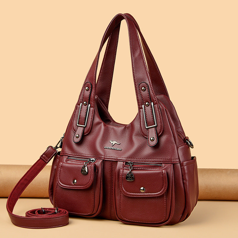 Sac à main grande capacité couleur unie pour femme