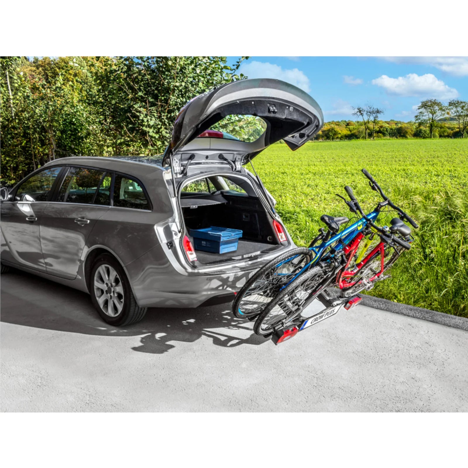 2026 2025 Porte-vélos EUFAB CROW PLUS pour Attelage – Transport de 2 vélos / Vélos électriques jusqu'à 50 kg, Pliable