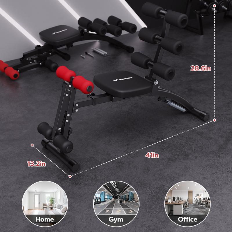 2026 MERACH Multi-Functional Adjustable Ab Machine Workout Bench Sit Up Machine Push Up Exercise Chair for Home Gym