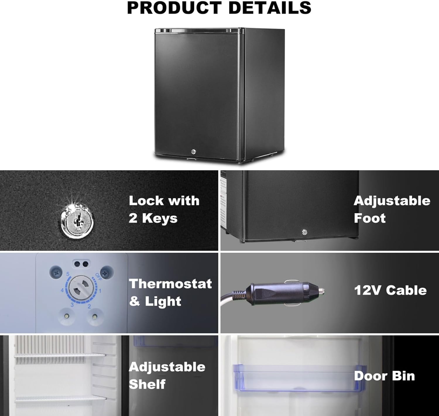 2026 Frigo 12V,Réfrigérateur Camping 12V 220V 40L,Frigo Caravane,Mini Frigo de Chambre,Frigo 12V Camping Car,Réfrigérateur pour Voiture,Van,Fourgon,Bureau,Gîte - Noir -