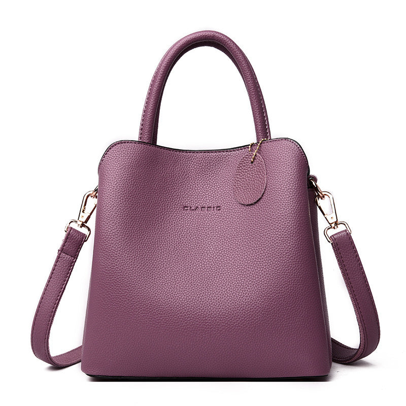 Women's Solid Color Luxury Designer Leather Tote Shoulder Handbag - LAKD London