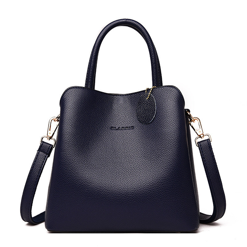 Women's Solid Color Luxury Designer Leather Tote Shoulder Handbag - LAKD London